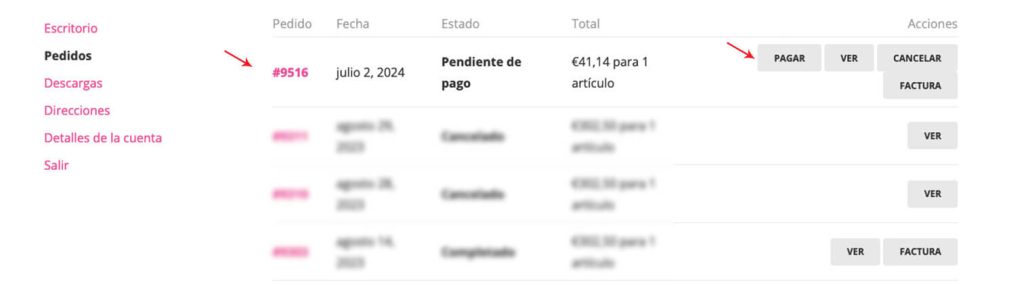 Cuenta usuario woocommerce, pagar pedido