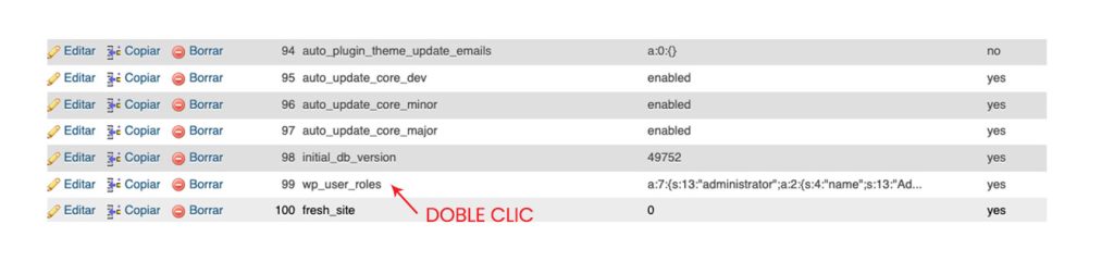 Cambiar prefijo de la tabla wp-user-roles