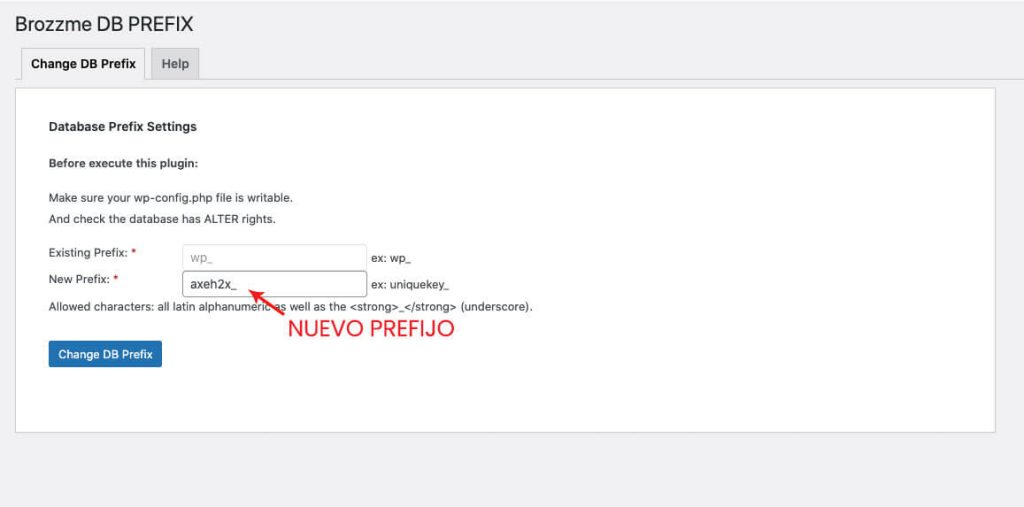 Menú plugin Brozzme DBprefix