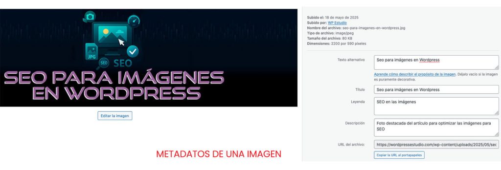 Metadatos seo de una imagen